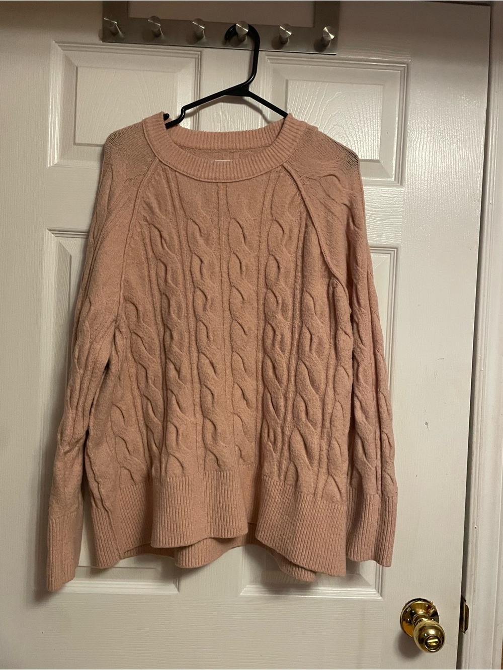 aerie Cable Knit Crewneck Sweater in Blush